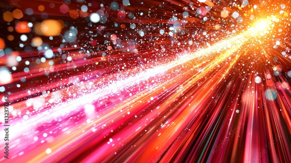 Fototapeta premium Radiant burst of light streaks with bokeh illuminating the background