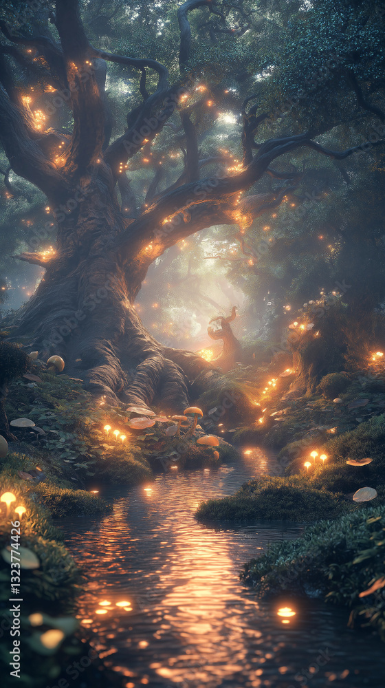 Fototapeta premium Enchanted Spirits: Mystical Forest Background