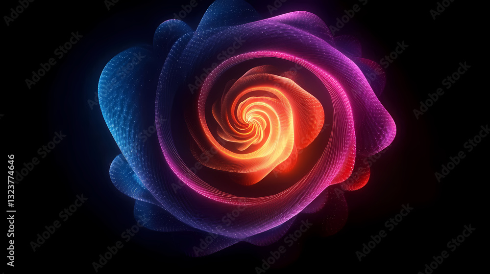Spiral flower art with vibrant colors
