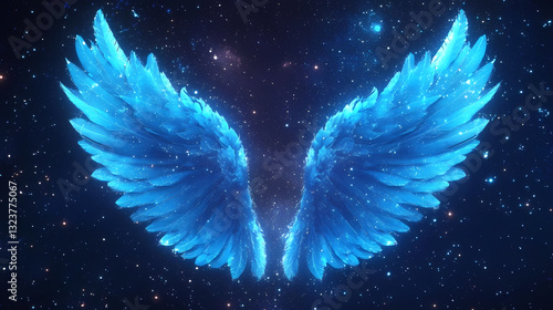 Blue wings in a starry sky