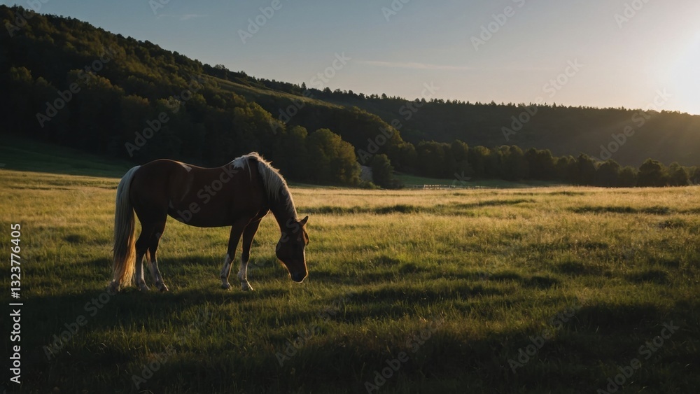 Obraz premium Majestic horse shot at morning dew
