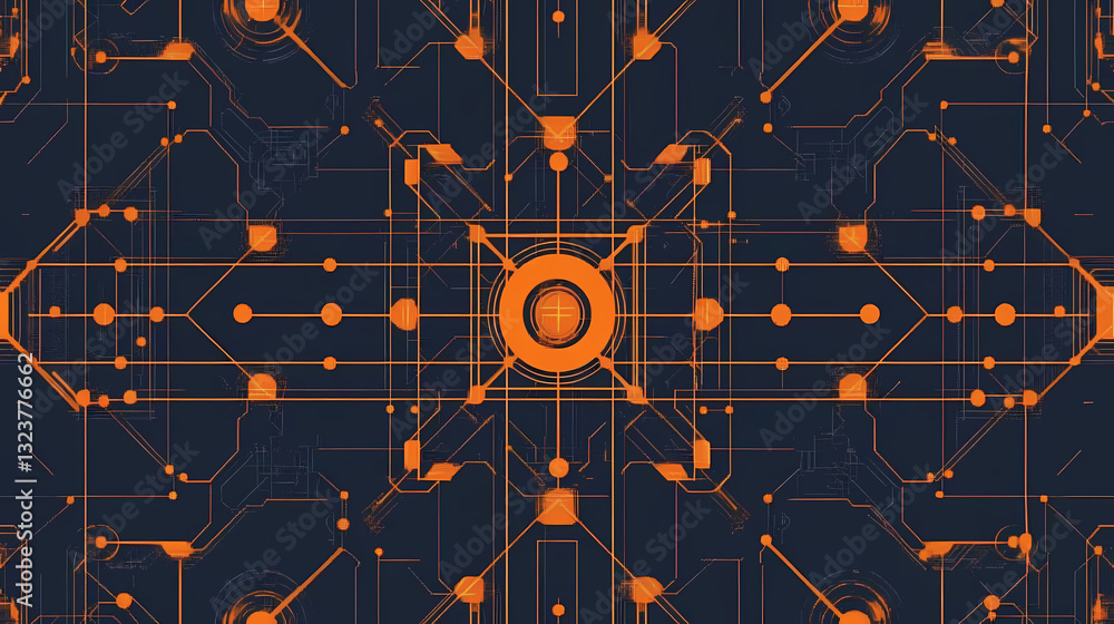 Futuristic circuit board with geometric design