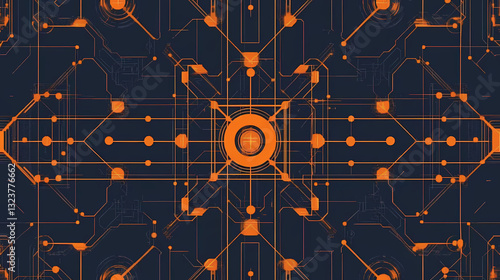 Obraz na płótnie Futuristic circuit board with geometric design w salonie