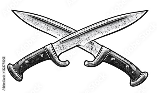 Crossed daggers icon set with detailed blades and handles, flat vector.