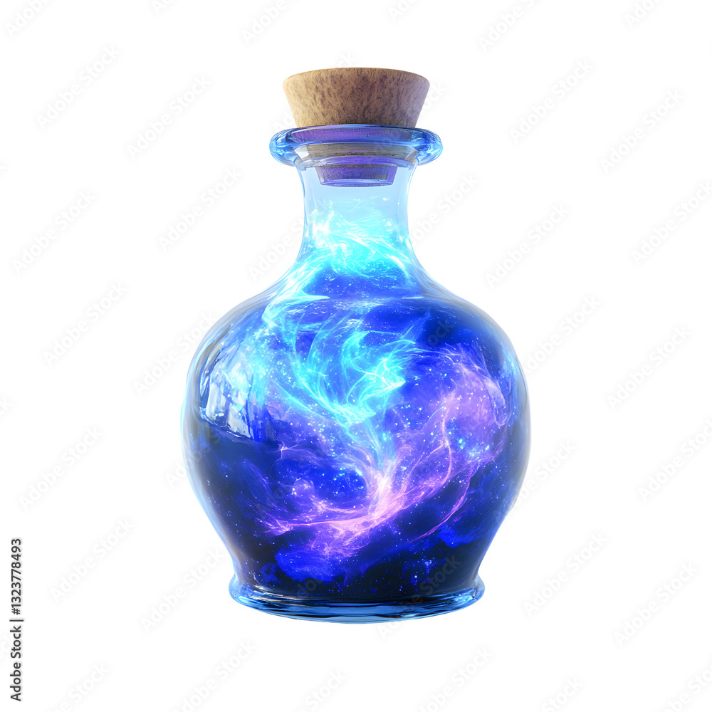 blue glowing magic potion isolated on transparent background blue glowing magic potion isolated on transparent background