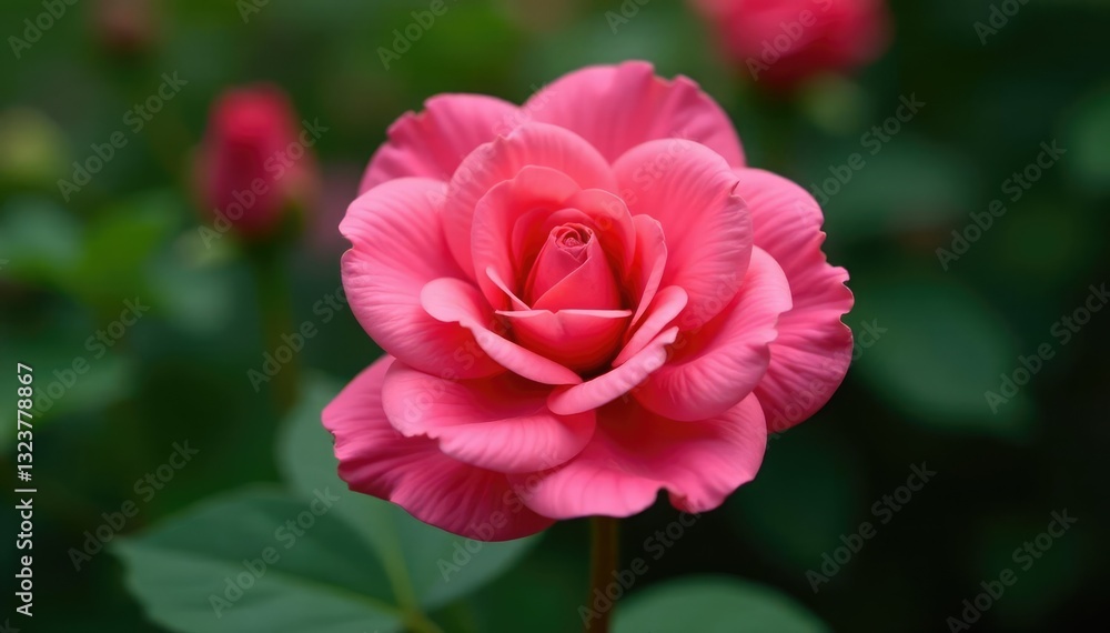 Obraz premium Pinkish-red flower with delicate petals unfolding, botanical, detail, bloom