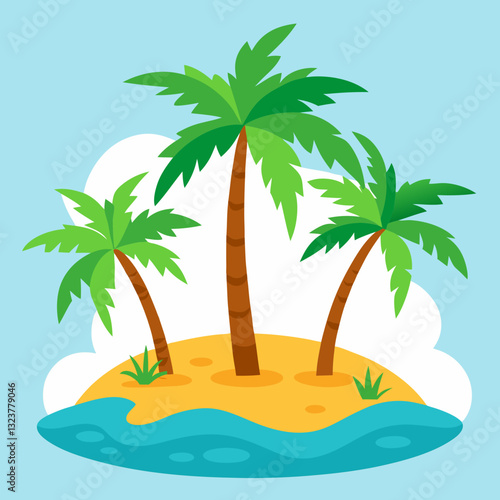 tropical island with palm trees