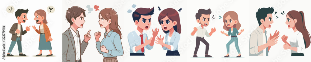 Vector of Female Character quarreling with a young man Vector of Female Character quarreling with a young man