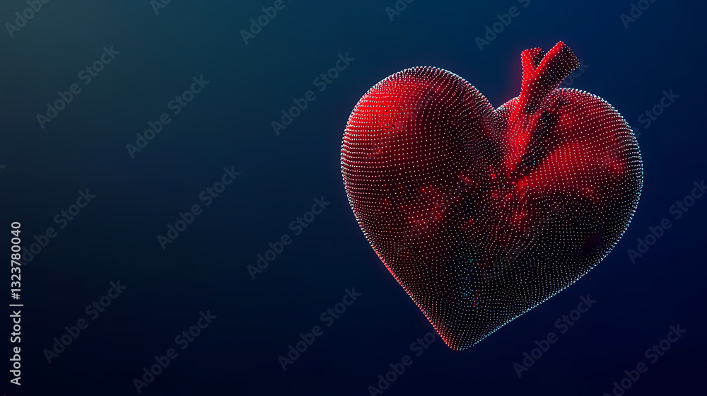 Heart-shaped image made of red dots