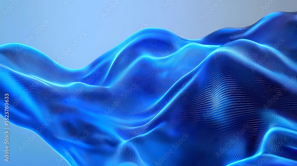 Blue wave lines with smooth gradient transition