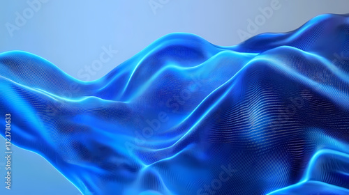Obraz na płótnie Blue wave lines with smooth gradient transition w salonie