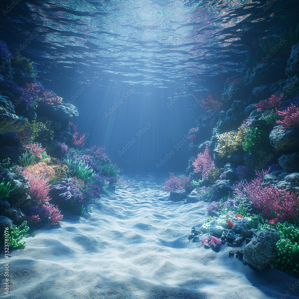 Naklejka premium Deep Serenity: Underwater Coral Reef Background