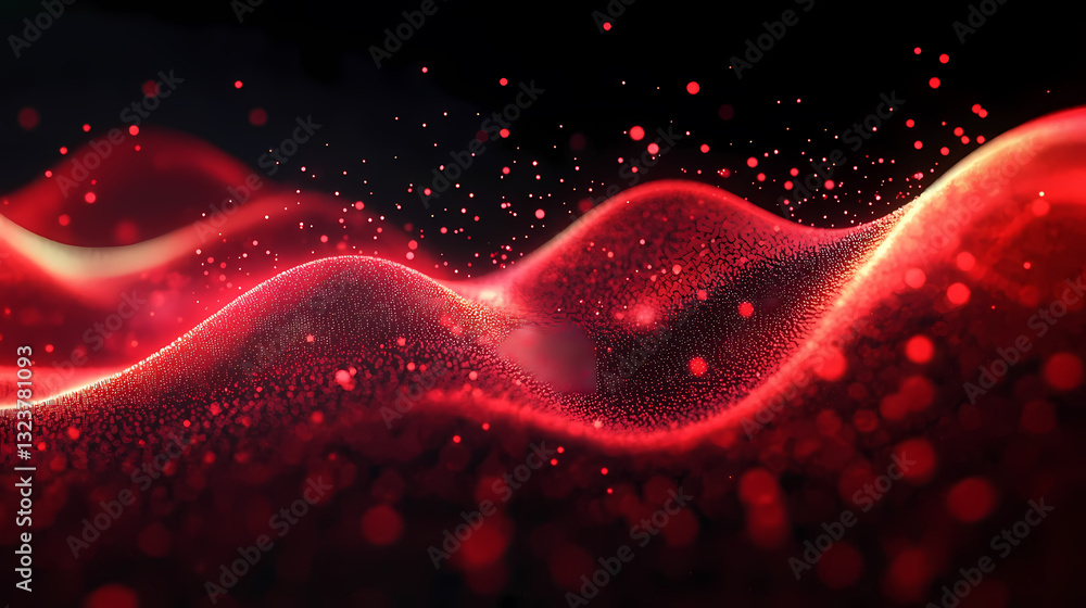 Abstract red wave and dot structure