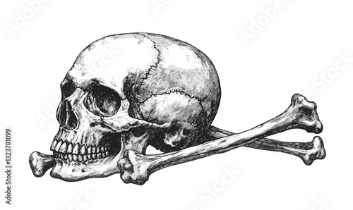 Skull and crossbones vector, flat style icons set.