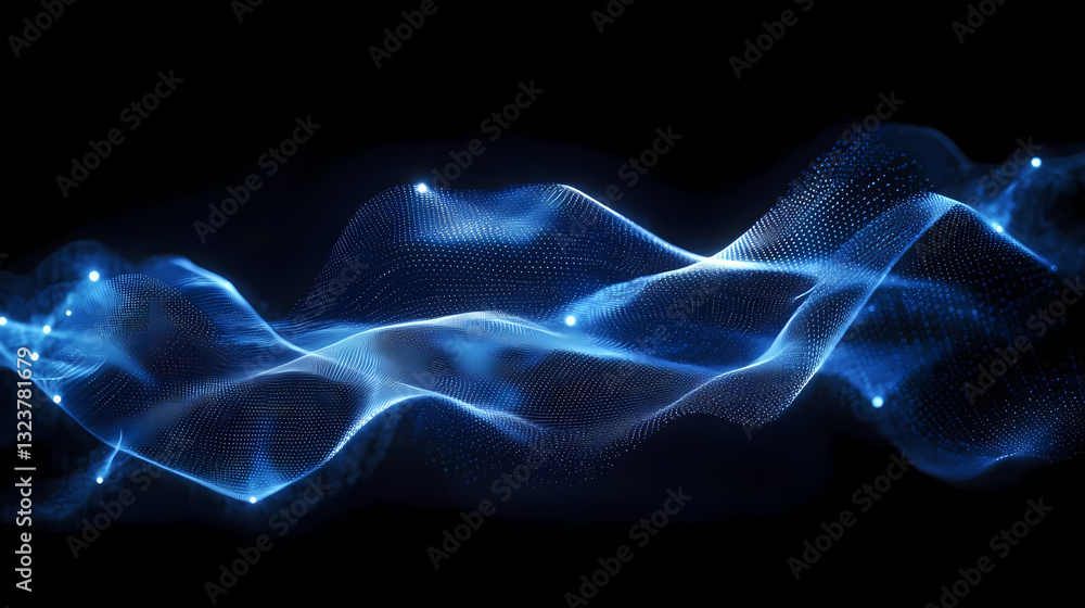Abstract blue wave with dot structure