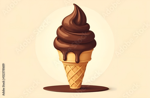 National Chocolate Ice Cream Day design template. Chocolate ice cream design. Chocolate illustration.