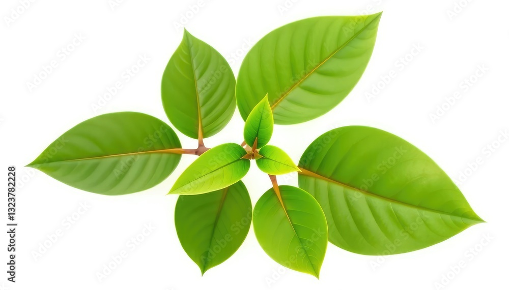 Single vibrant green plant, isolated on pure white, background, bright Single vibrant green plant, isolated on pure white, background, bright