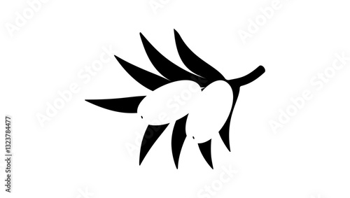 Seabuckthorn symbol, black isolated silhouette
