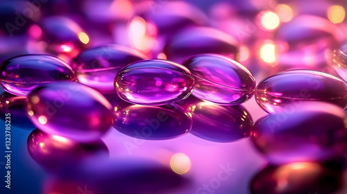 Obraz na płótnie Purple and pink translucent capsules glowing w salonie
