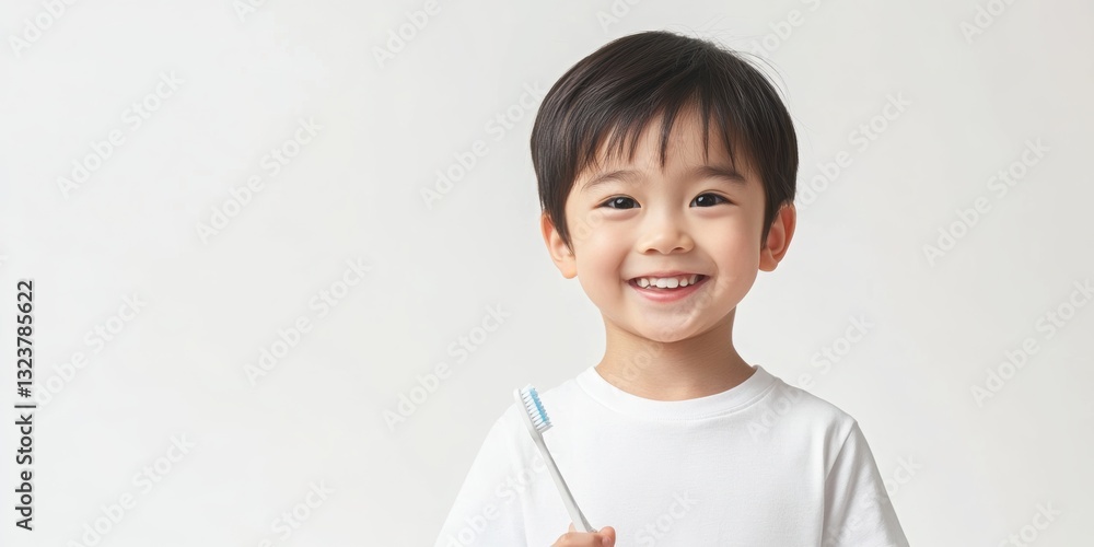 Joyful Morning: Portrait of a cheerful young boy holding a toothbrush, promoting good dental hygiene and a healthy lifestyle, capturing the essence of morning routines and children's health. Joyful Morning: Portrait of a cheerful young boy holding a toothbrush, promoting good dental hygiene and a healthy lifestyle, capturing the essence of morning routines and children's health.