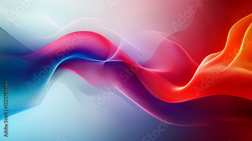 Abstract red and blue waves on gray background