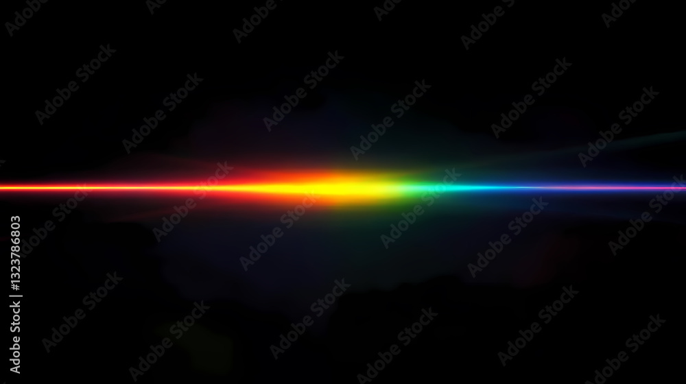 Rainbow light beam on a black background