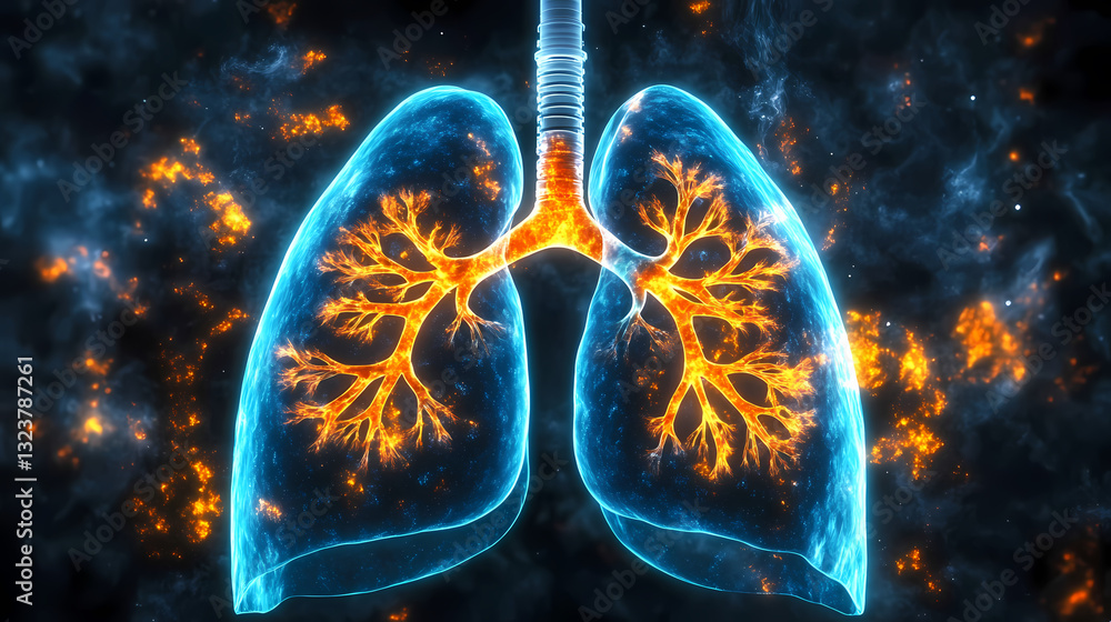 Human lungs with complex airway structure