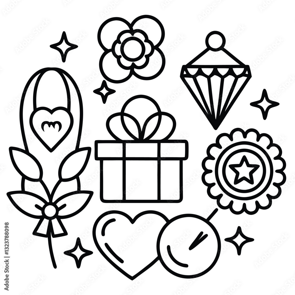 Fototapeta premium Mother's Day vector illustration icon elements symbols