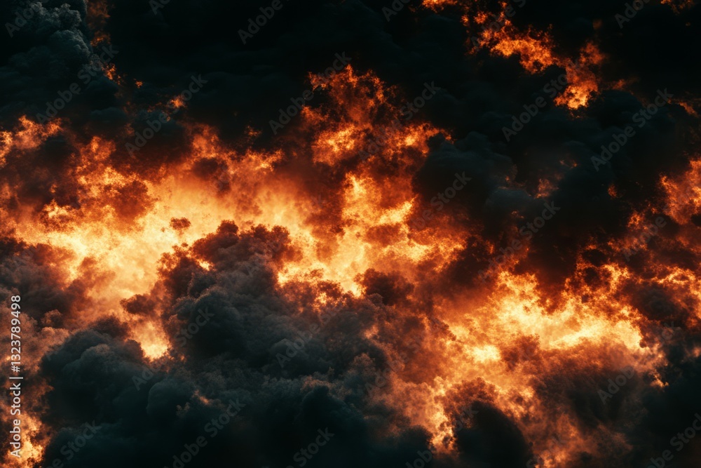 Fiery clouds in dramatic sky with intense hues. AI generated Fiery clouds in dramatic sky with intense hues. AI generated