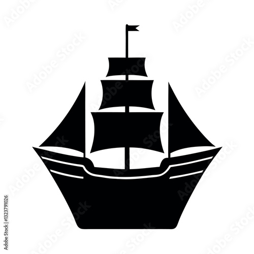 Ship silhouette vector icon-white-background.