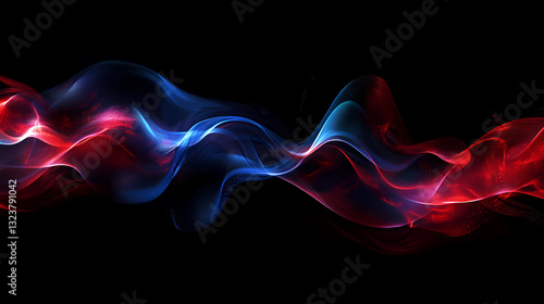 Obraz na płótnie Red and blue abstract wave lines on black background w salonie