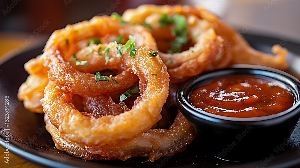 Fototapeta premium Beer Battered Onion Petals Crispy, beer-battered onion petals served with zesty dipping sauce