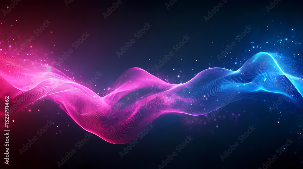 Dreamy abstract waves in pink and blue