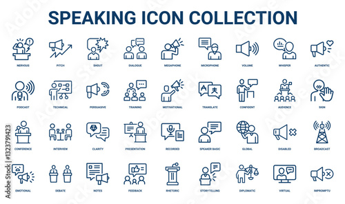 speaking essential line icon pack, Sign Confident Audience Translate
