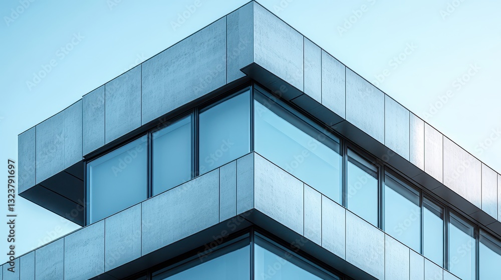 Modern Concrete Office Building Corner Detail - Architectural Design Modern Concrete Office Building Corner Detail - Architectural Design