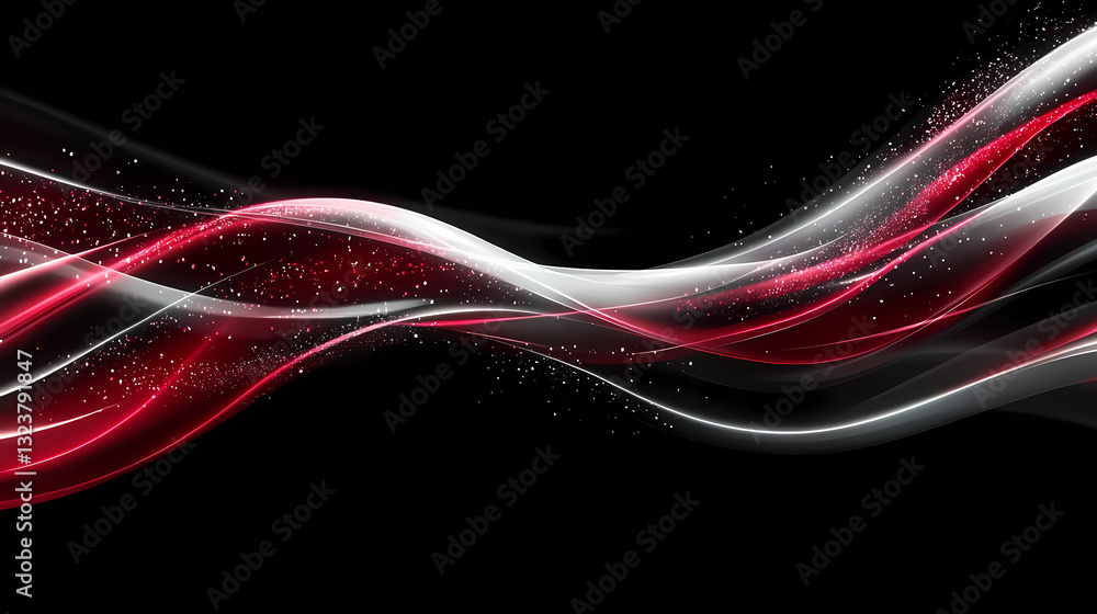 Red and white wave lines with dynamic effect