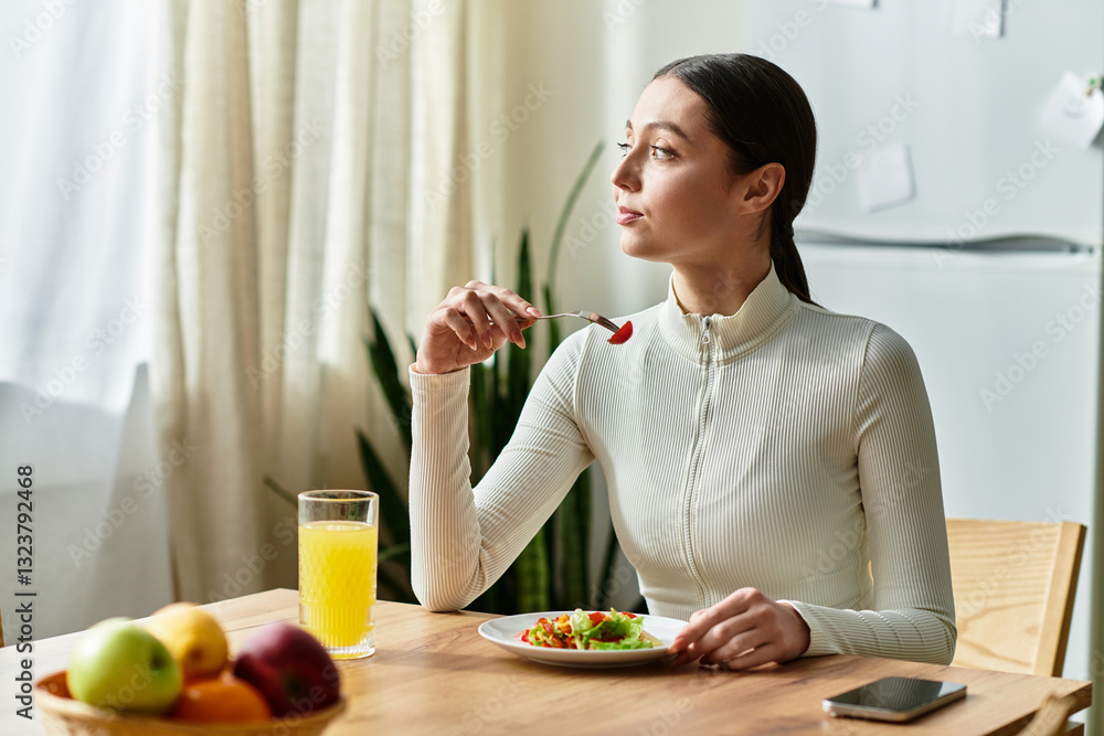 Enjoying a healthy breakfast at home while savoring fresh flavors and vibrant colors Enjoying a healthy breakfast at home while savoring fresh flavors and vibrant colors