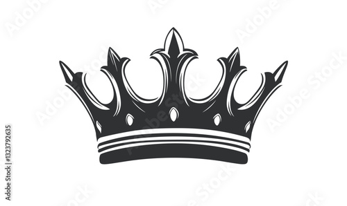 Ornate royal crown vector in linear style - elegant icons set.