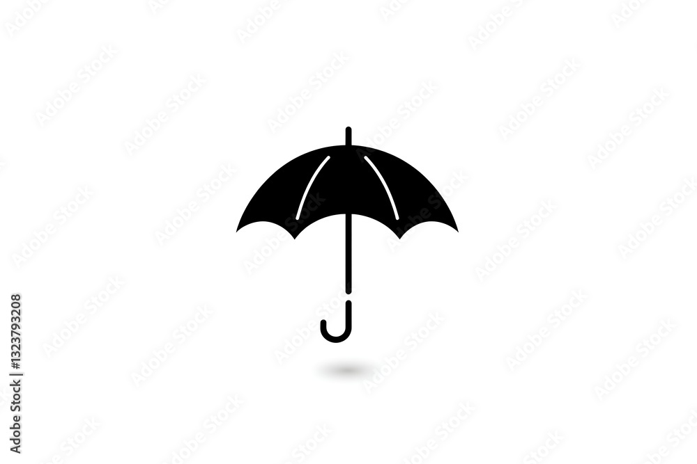 A minimalist black and white line-drawn umbrella icon with a simple and clean design. A minimalist black and white line-drawn umbrella icon with a simple and clean design.