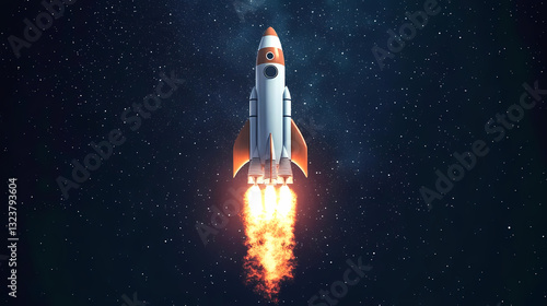 Obraz na płótnie Rocket launch in space with flames w salonie