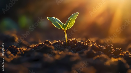Obraz na płótnie Fresh green sprout growing in sunlight w salonie