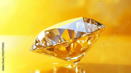 Obraz na płótnie Shining diamond on a yellow background w salonie