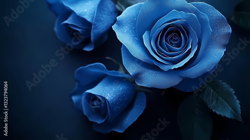 Obraz na płótnie Close-up of blue roses with water droplets w salonie
