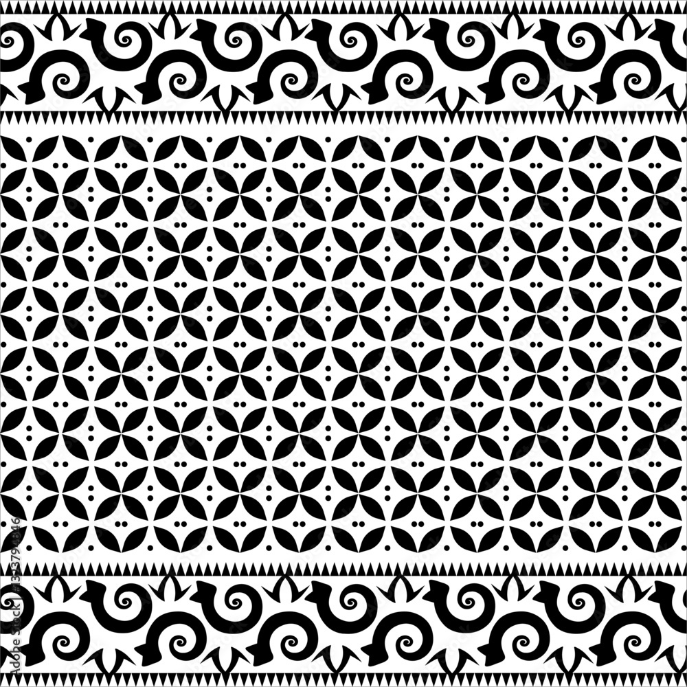 Black and white batik images consist of various shapes such as triangles and circles Black and white batik images consist of various shapes such as triangles and circles
