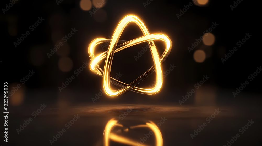 Glowing golden ring floating above black surface