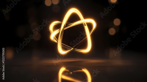 Obraz na płótnie Glowing golden ring floating above black surface w salonie