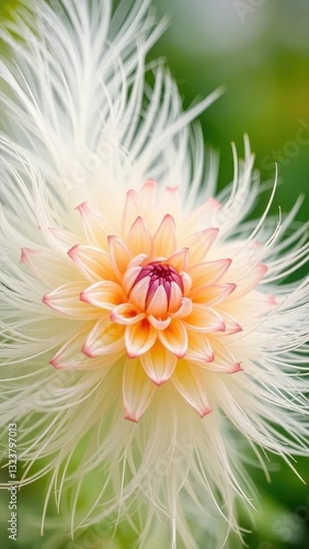 Blooming abstract shape with feathery texture, nature, feathery