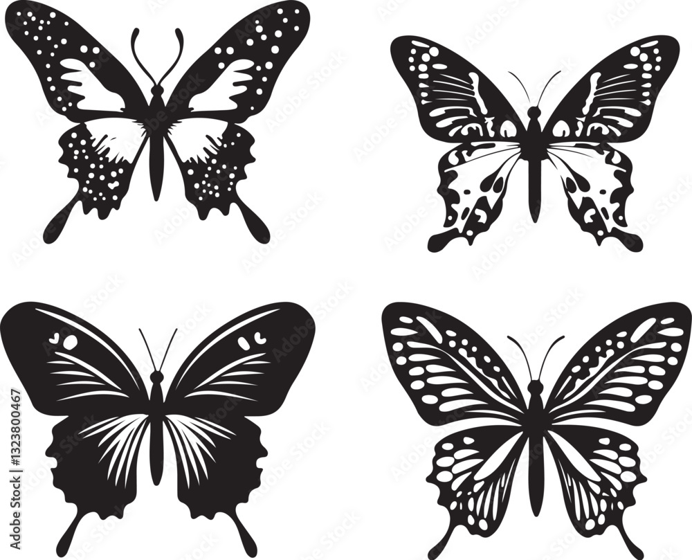 Elegant Butterfly Silhouettes Vector Bundle Elegant Butterfly Silhouettes Vector Bundle