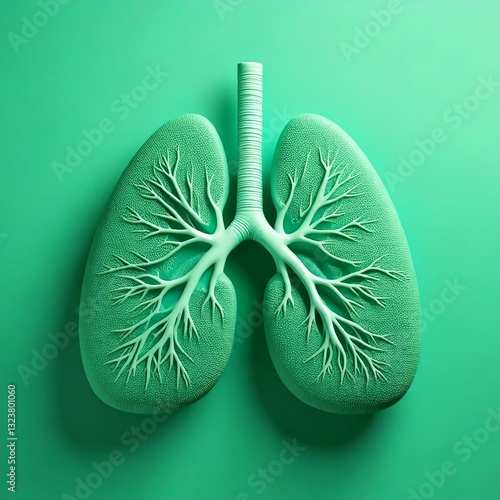 Lung Cancer and Smoking Medical Concept, 3D Representation of Green Lungs