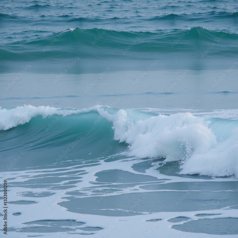 Obraz premium Rough turbulent waves on an agitated sea surface Texture